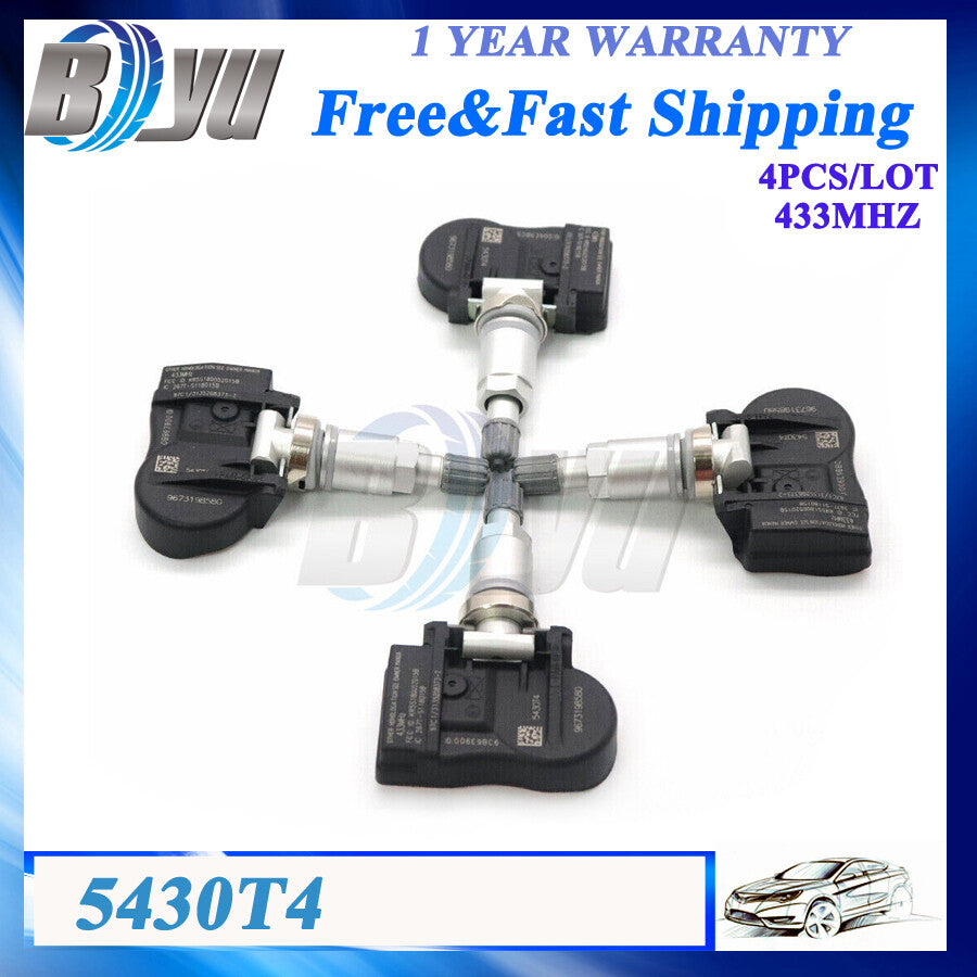 5430T4 Tire Pressure Sensor 9673198580 4PCS TPMS for Peugeot 207 307 for Citroen C4