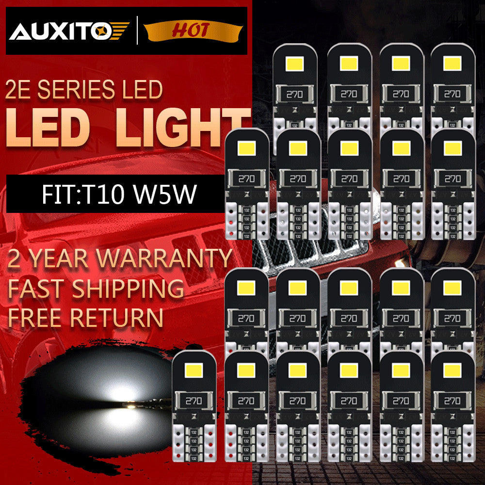 20x White Light T10 LED Red and White Light Lamp W5W 158 194- v