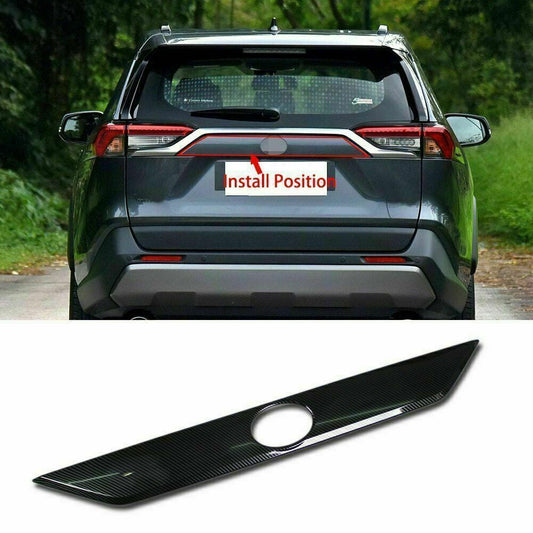 for Toyota RAV4 2019-2024 Carbon Fiber Style Rear Trunk Tailgate Lid Cover Trim