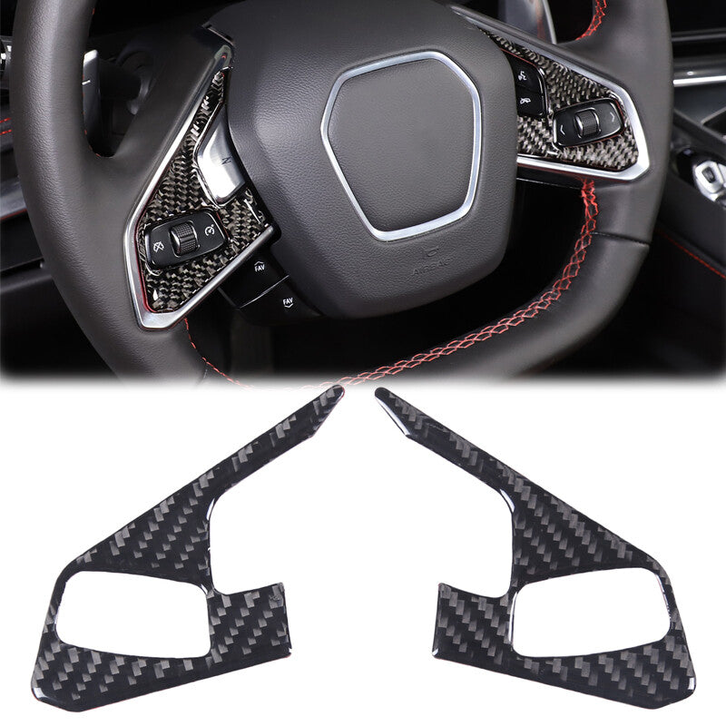 for Cadillac CTS 2008-2013 Carbon Fiber Look Car Shift Button Cover Trim- v