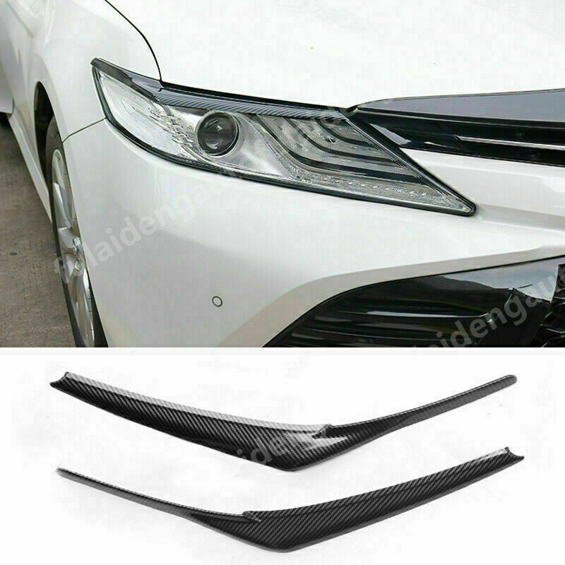 2P Carbon Fiber Headlight Eyelid Cover Eyebrows Trim for Toyota for Camry 2018-2022