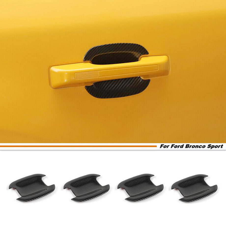 For 2021-2024 Bronco Sport Carbon Fiber Side Door Handle Bowl Cover Trim 4P v