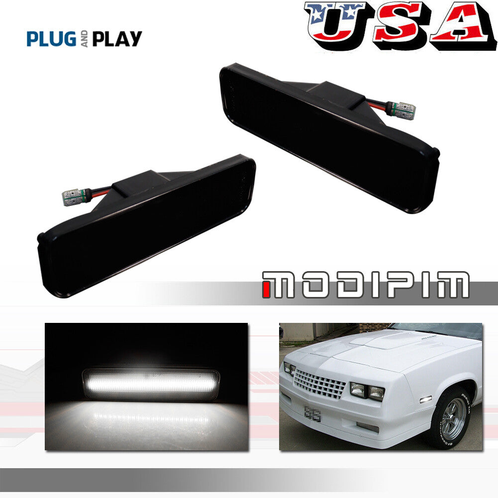 Smoke White LED Side Marker Lights for 82-87 for El Camino and for GMC Caballero - v