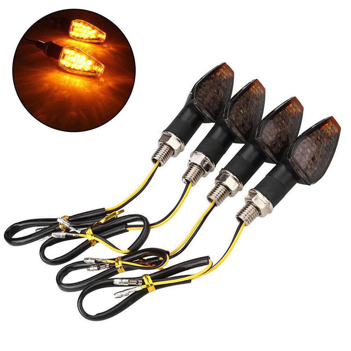 4Pack Universal Motorcycle Turn Signals Light Amber for Suzuki for Harley Davidson Q