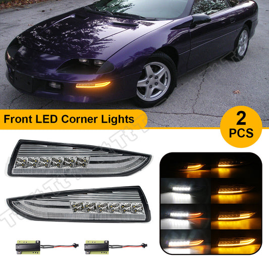 Suitable for 93-02 for Chevrolet Camaro Dynamic Front Bumper LED Turn Signal Parking Lights (DRL)
