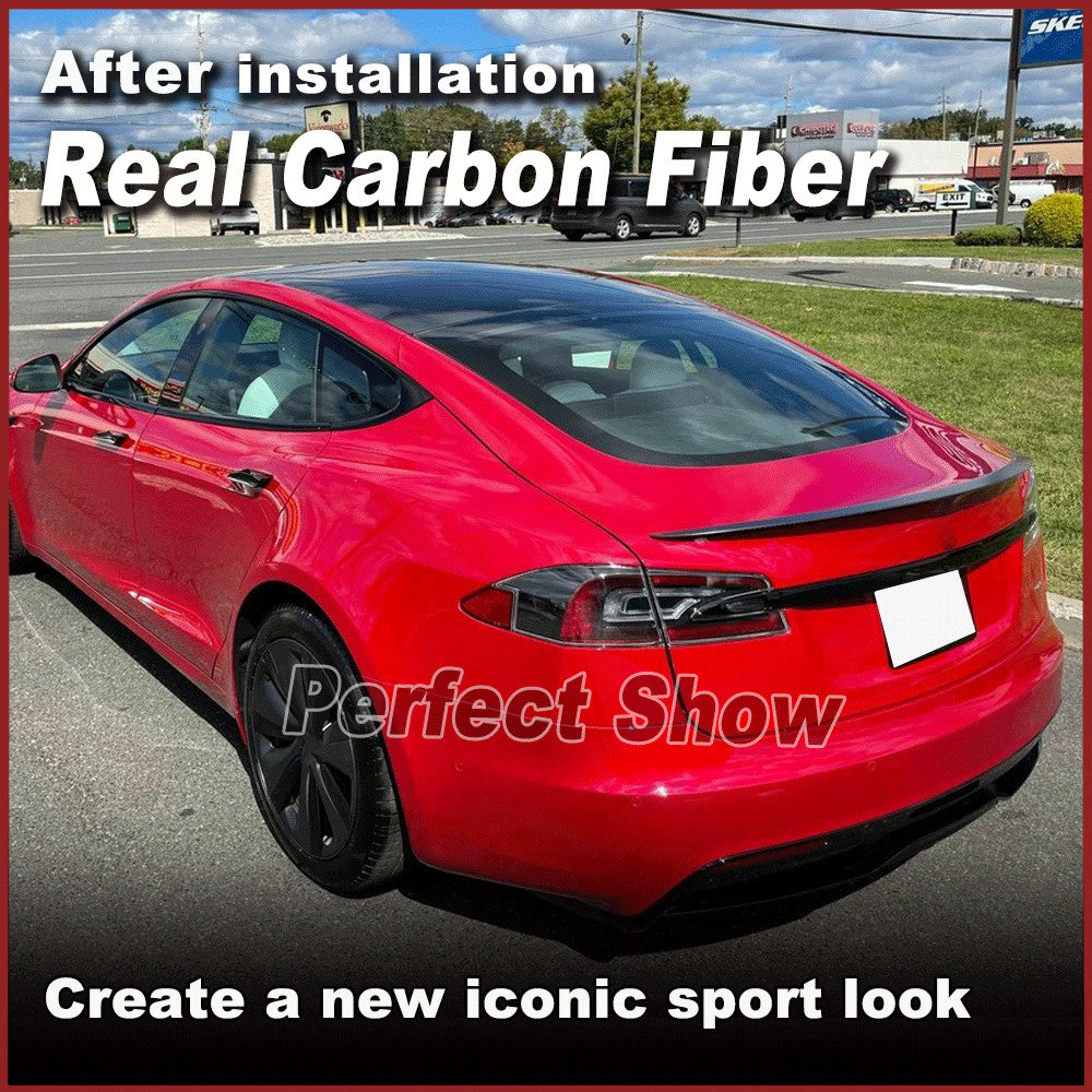 Fit for TESLA for MODEL S 2020-2023 DRY CARBON Rear Trunk Spoiler High Kick Wing Lip