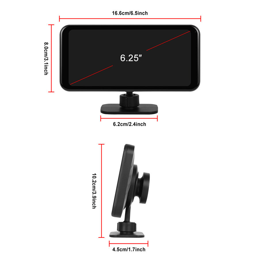 6.25-inch DVR with CarPlay, Android Auto, AirPlay, BT Projection Screen and Built-in Camera n