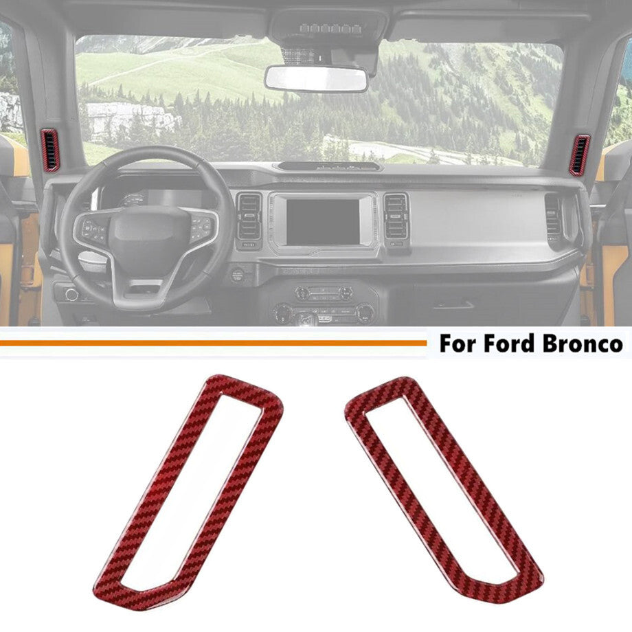 Red Carbon Front A Pillar Air Vent Cover Trim Accessories For Bronco 21-24 v