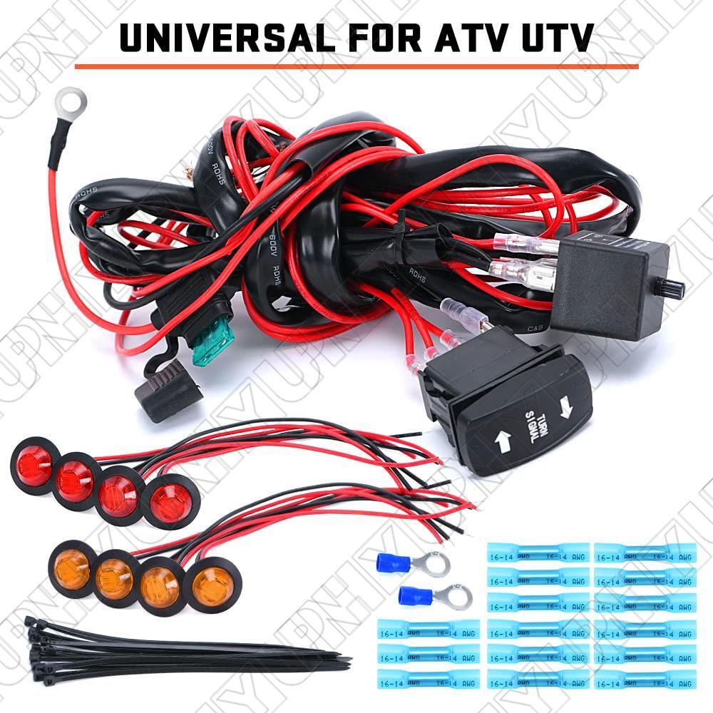 LED Turn Signal Light  Switch Relay Prewired Harness Kit For UTV/ ATV Universal Q