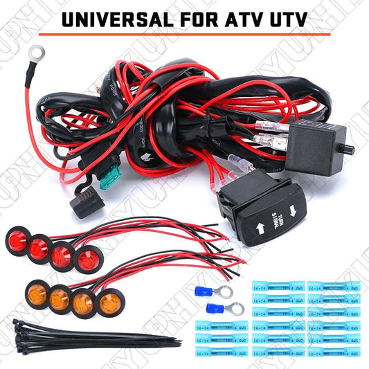 LED Turn Signal Light  Switch Relay Prewired Harness Kit For UTV/ ATV Universal Q