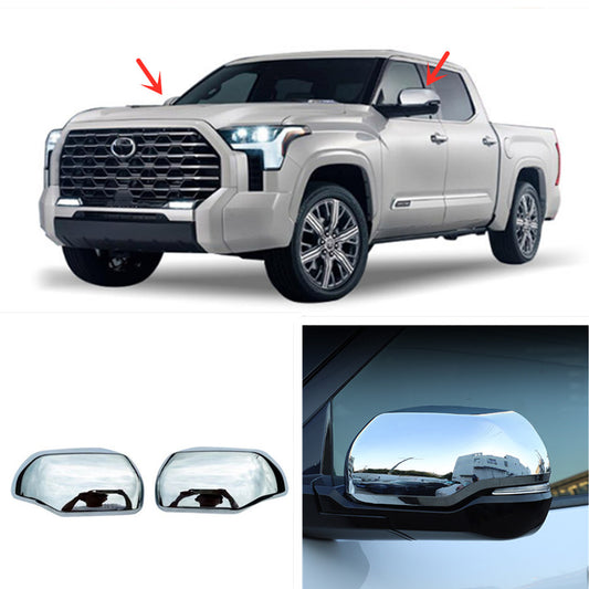 2X ABS Chrome Side Door Mirrors Rearview Trim Cover for Toyota Tundra 2022-2024