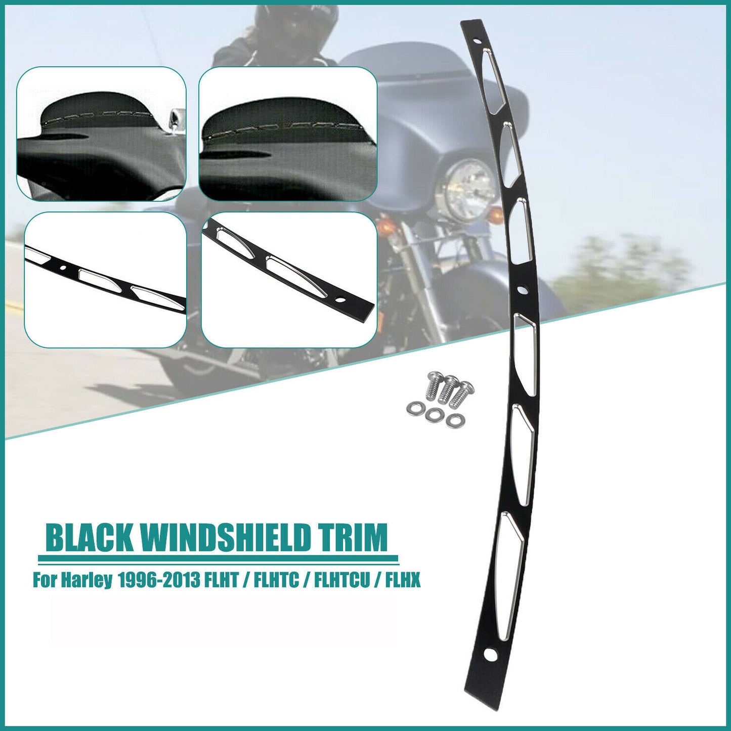 6. Slotted Batwing Rectifier Windshield Trim for Tourist FLHT FLHTC FLHTCU 1996-13