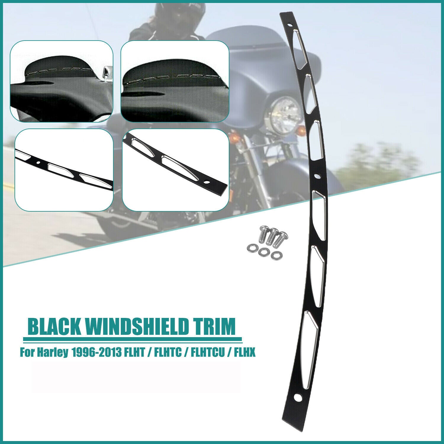 6. Slotted Batwing Rectifier Windshield Trim for Tourist FLHT FLHTC FLHTCU 1996-13