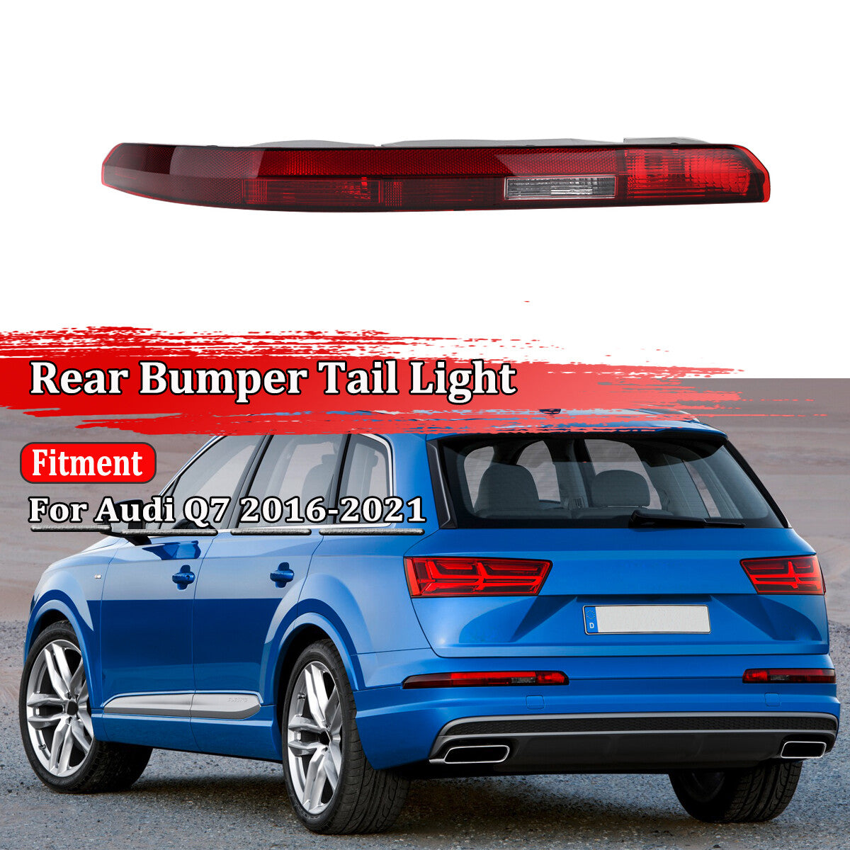 Left rear bumper lower taillight strip with 5 bulbs for Audi Q7 2016 - 2021