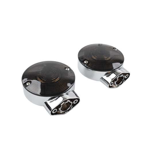Chrome Turn Signal Housing Smoke Lens Covers for Harley Electra Tour Glide FLTCU Q