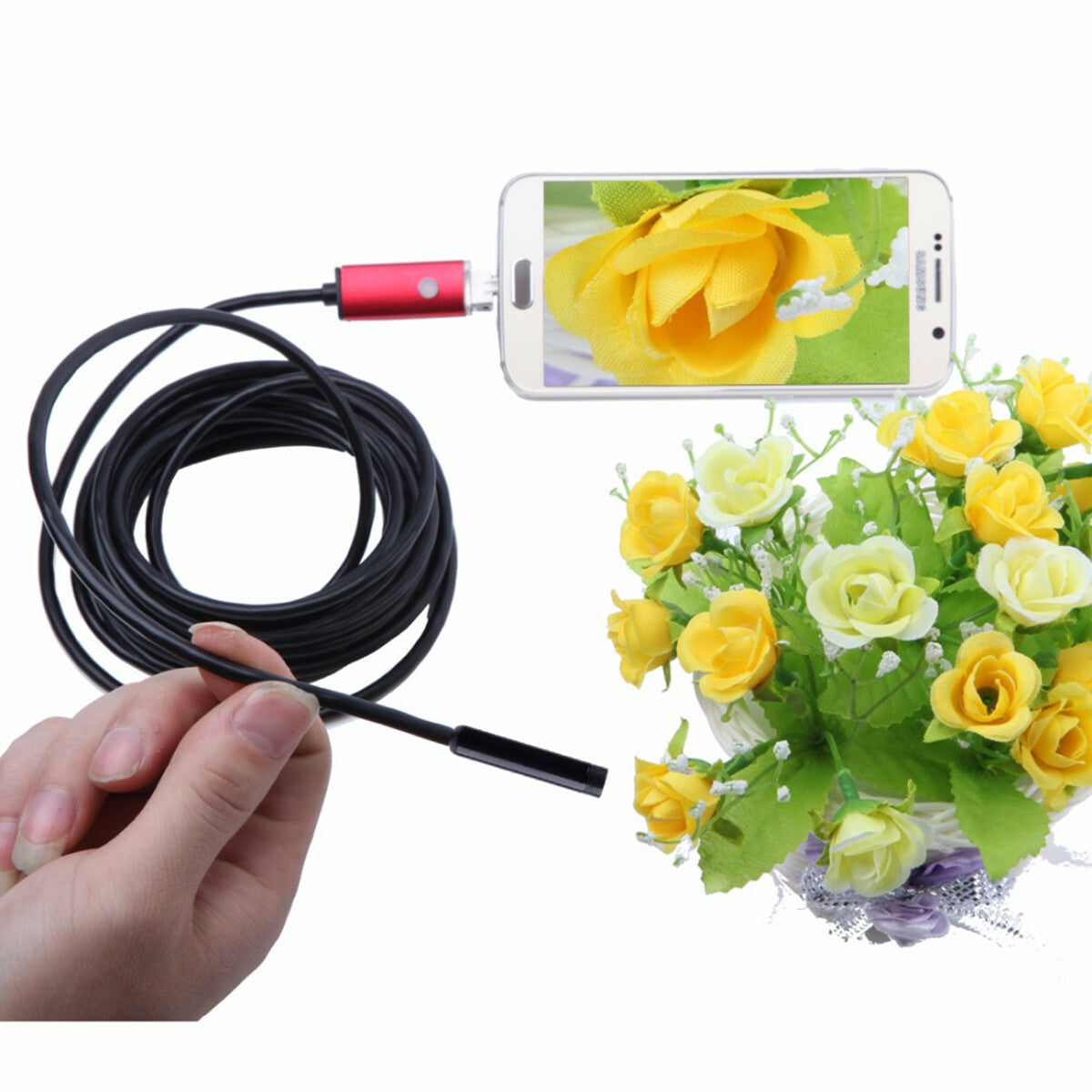 5M 6LEDs Snake Endoscope Borescope 7mm Inspection USB Camera Scope For Android