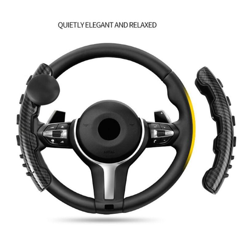 Carbon fiber car steering wheel cover with auxiliary supercharging, 38 cm universal - n
