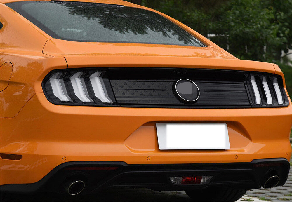 PVC Black Flag Rear Door Trunk Logo Sticker Decal Cover for Ford for Mustang 2015-23