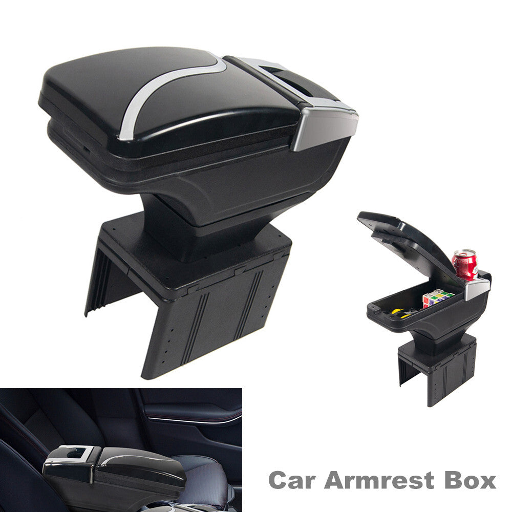 Car armrest storage box, center console with cup holder, adjustable base, universal. n