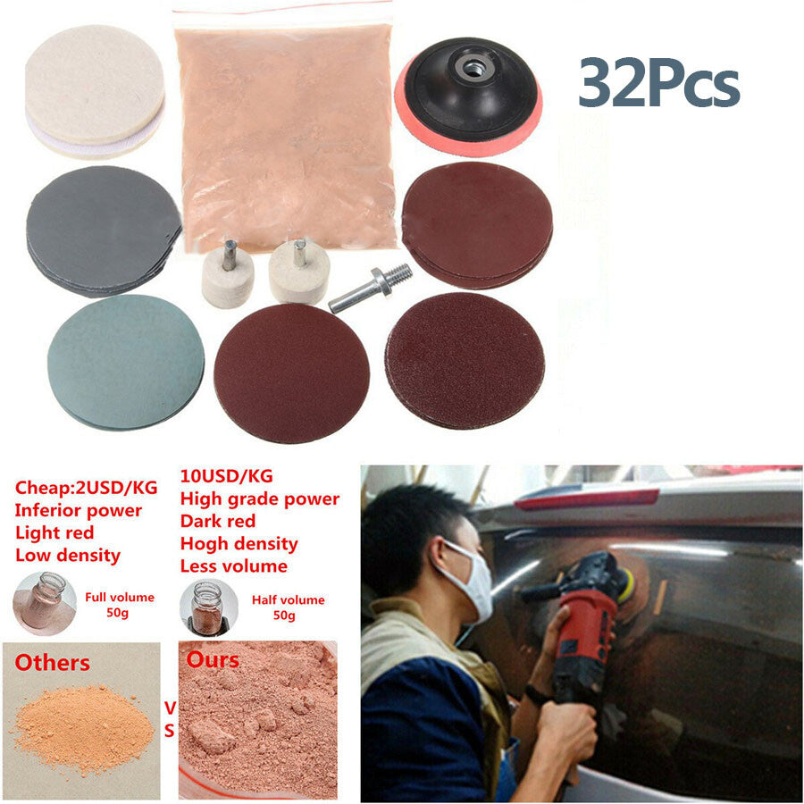 1Set Deep Scratch Remover Auto Car Glass Polishing Kit 8 Oz Cerium Oxide Powder Q