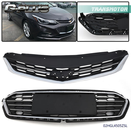 Fits 2016 - 2018 for Cruze Front Bumper Upper + Lower Honeycomb Grille - v