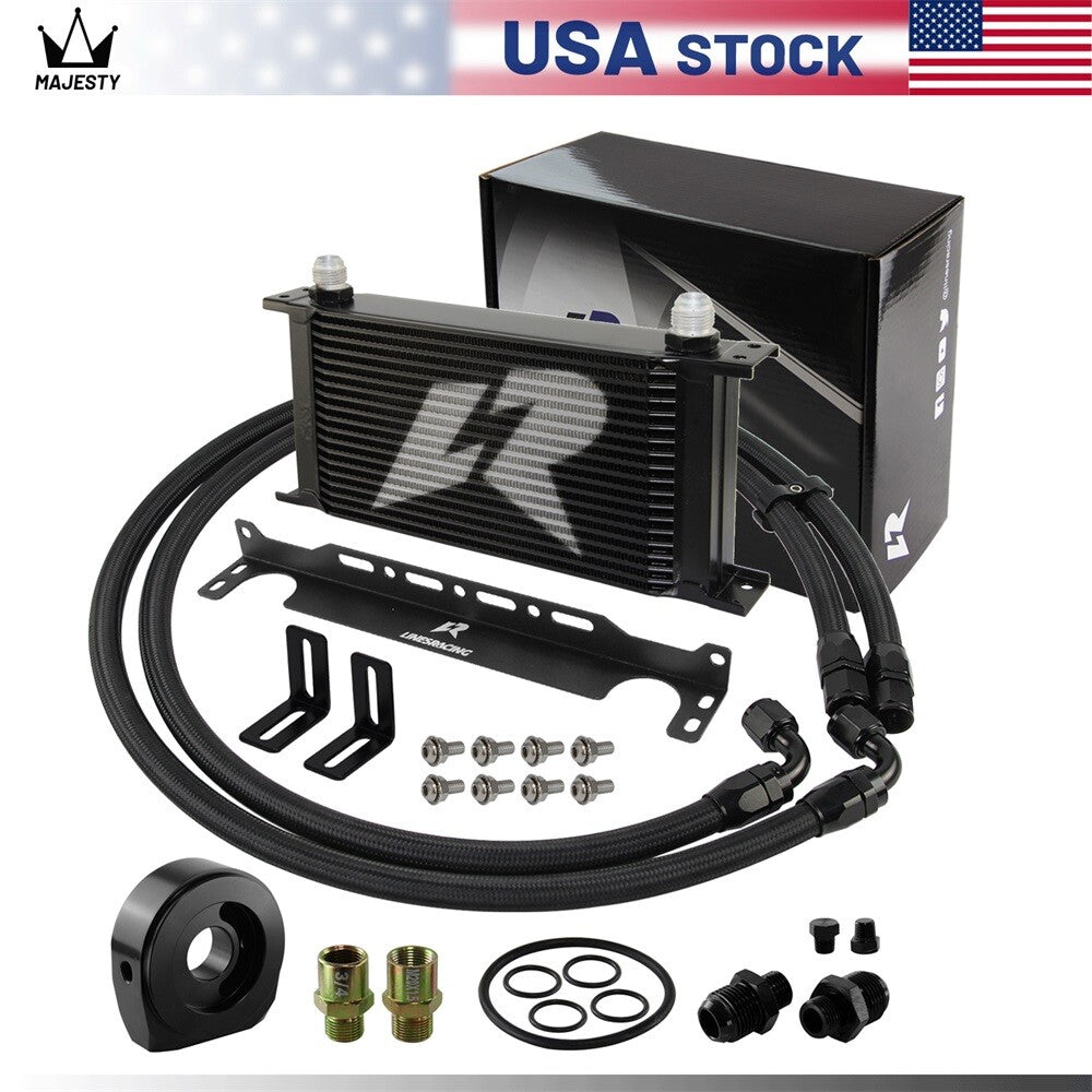 LR 19 Row AN10 Oil cooler w/Bracket+Filter Adapter Hose Kit 3/416  M201.5 BK