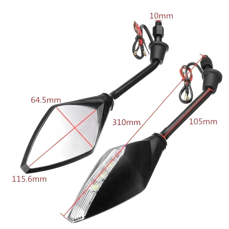 2 x 10mm all-terrain vehicle/motorcycle front LED turn signal indicator rearview mirror - n