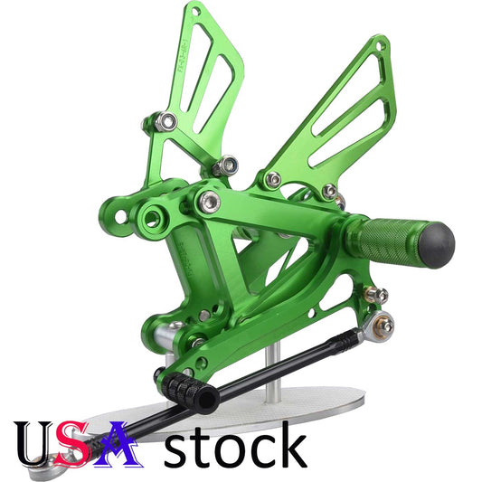 US Green Rearsets Adjustable Foot Pegs for Kawasaki ZX6R ZX9R 99-02 ZZR600 Q