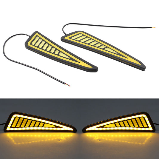 Pair Car Universal LED DRL Daytime Running Light Driving Turn Signal Amber/White Q