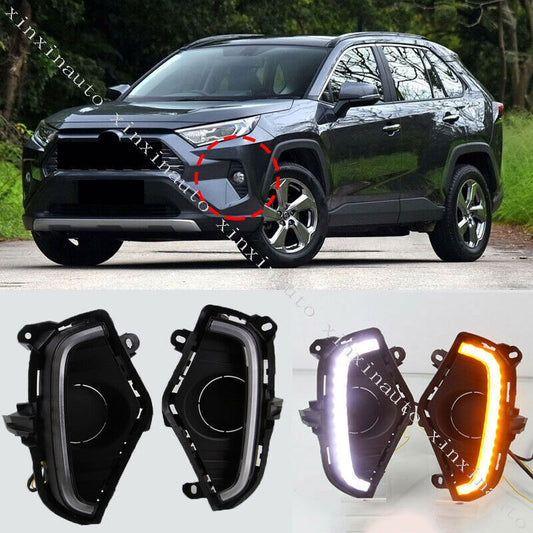 2p for Toyota RAV4 2019-2024 LED Turn Signal Fog Light DRL Daytime Running Lamps