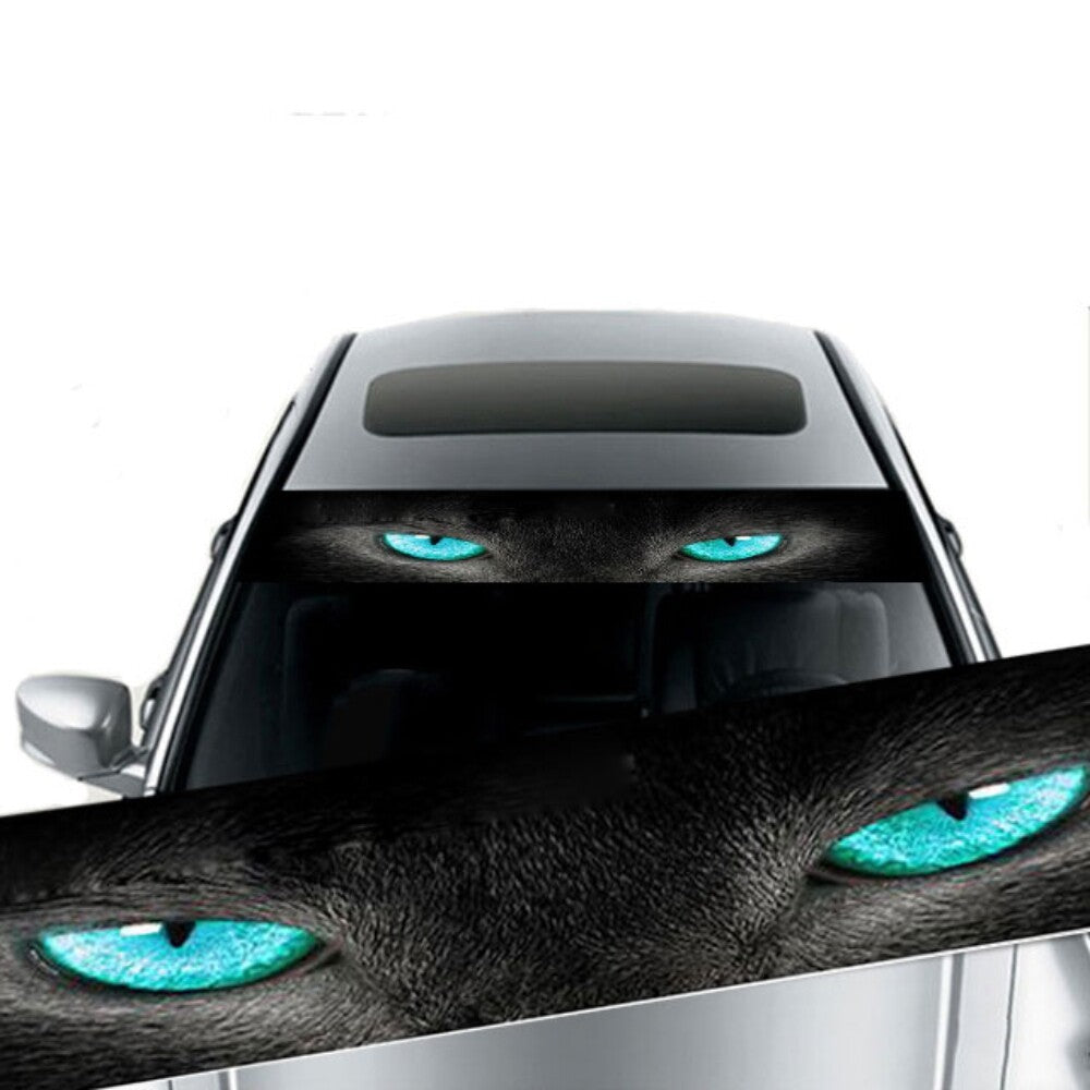 Car Sun Visor Vinyl Decal Strip Banner Windshield Sticker 3D Blue Eyes Graphics