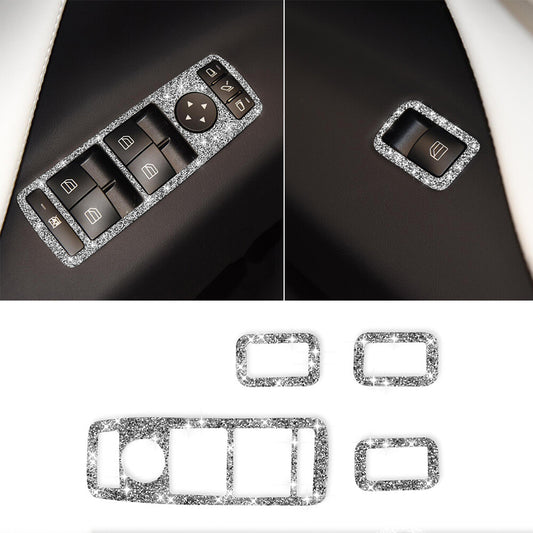 4¡ÁBling Crystal Window Lift Switch Button Trim Fit for Benz C Class W204 2007-13