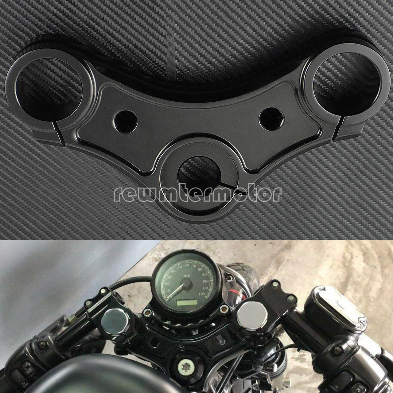 Motorcycle Black Top Triple Clamps w/Riser Holes Fit For Sportster XL 883 04-16