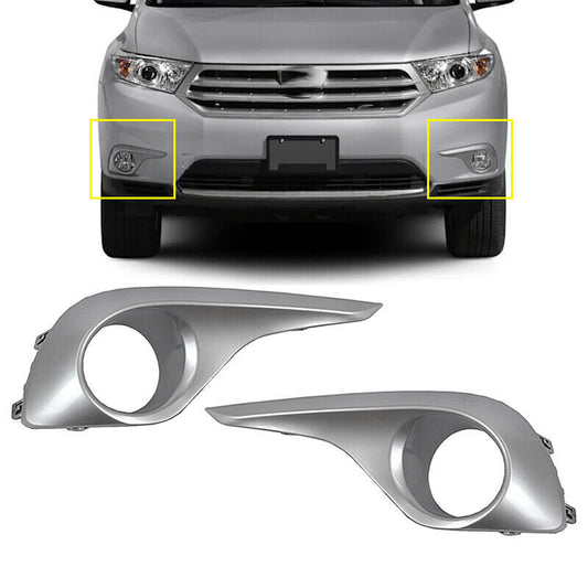 A pair of front bumper fog light covers and grille silver are available on 2012-2014 for Toyota Highlander models.