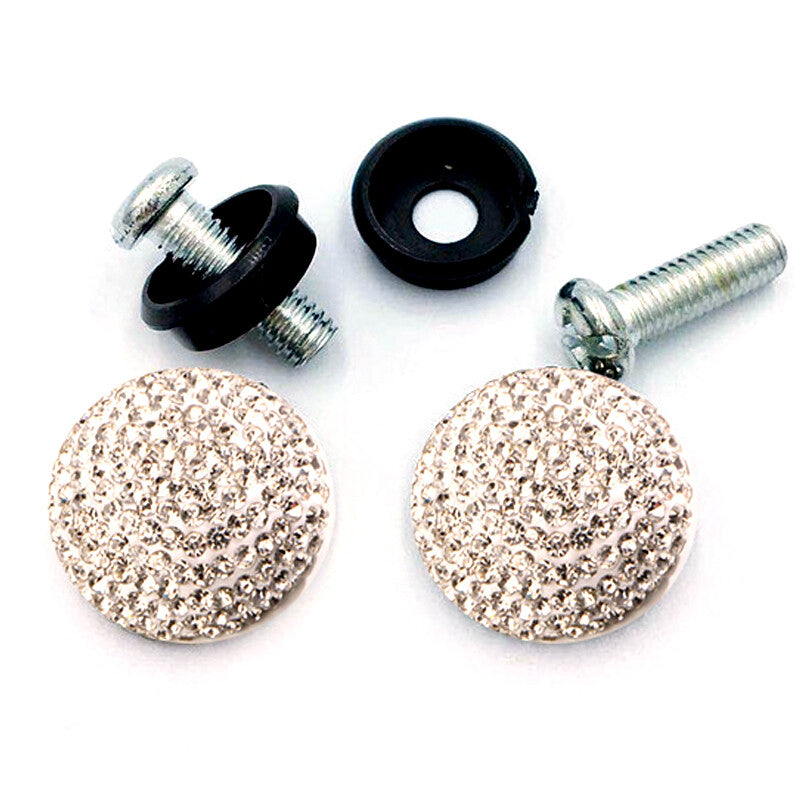 2¡Á Durable Car Diamond Bling Covers Screw Bolt Cap Crystal License Plate Frame v