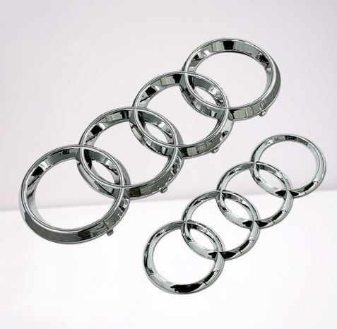 Suitable for Audi hooded rear badge ring front boot rear trunk badge sticker silver chrome-plated