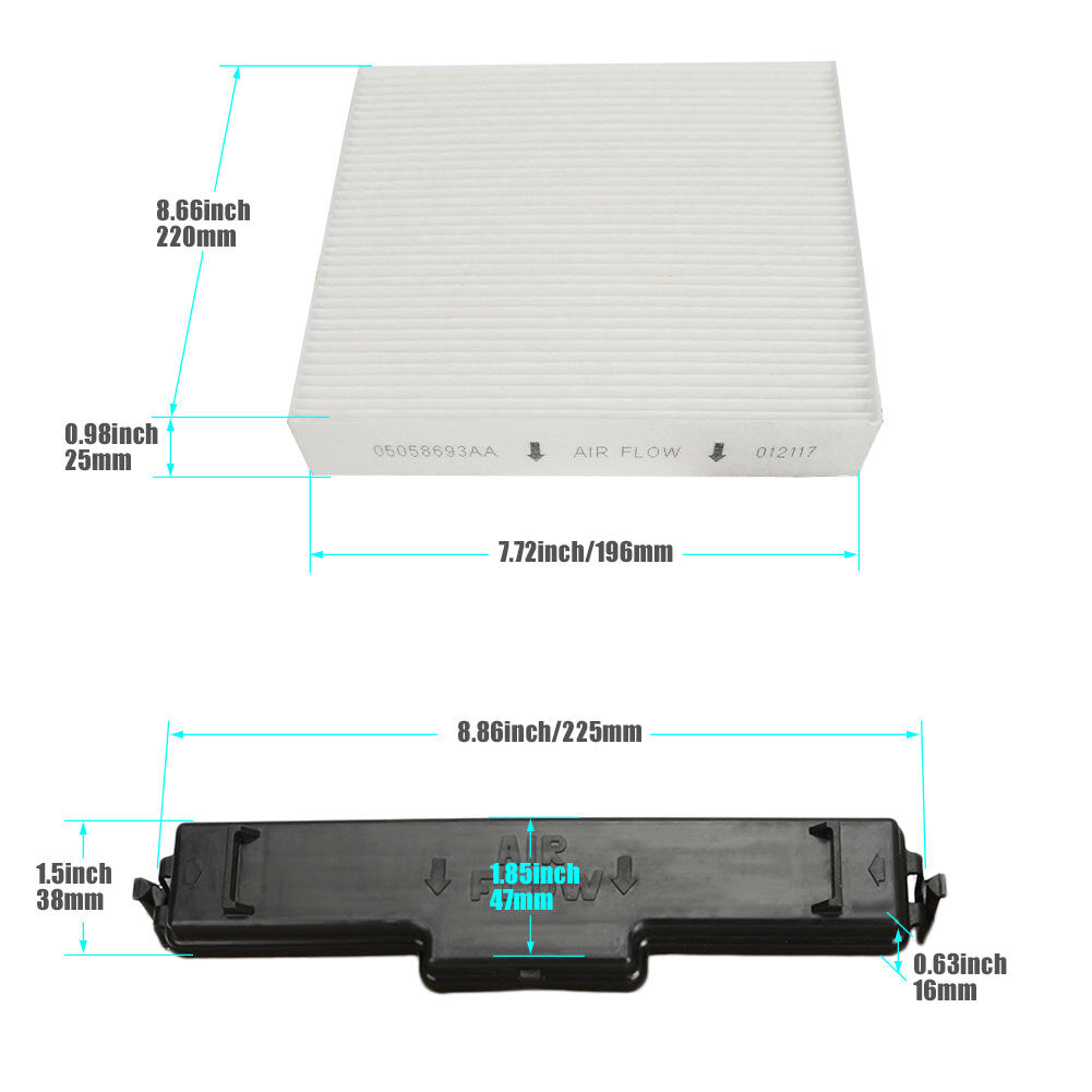 2-Pack Cabin Air Filter + Filter Access Kit for Dodge for Ram 1500 2500 3500 n