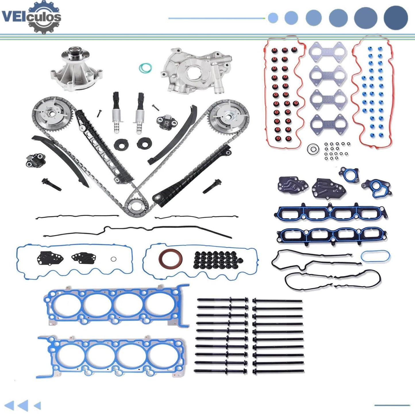 Timing Chain Oil Pump Head Gasket Bolts Set For 2005-2006 for Ford Expedition 5.4L
