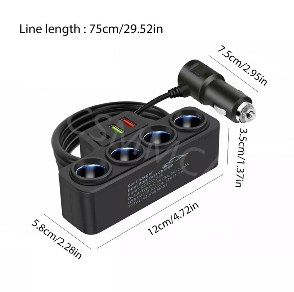 1USB PD Port Car Cigarette Lighter Socket Fast Charger Outlet Power Adapter 12V n