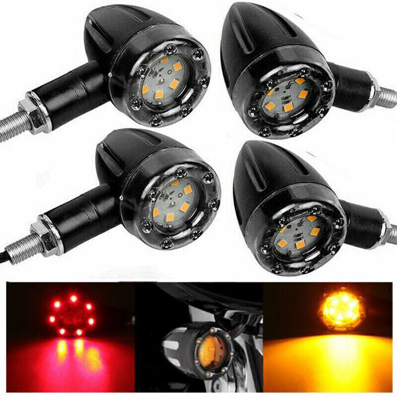 4x Motorcycle Bike LED Bullet Brake Blinker Turn Signals Tail Light Universal