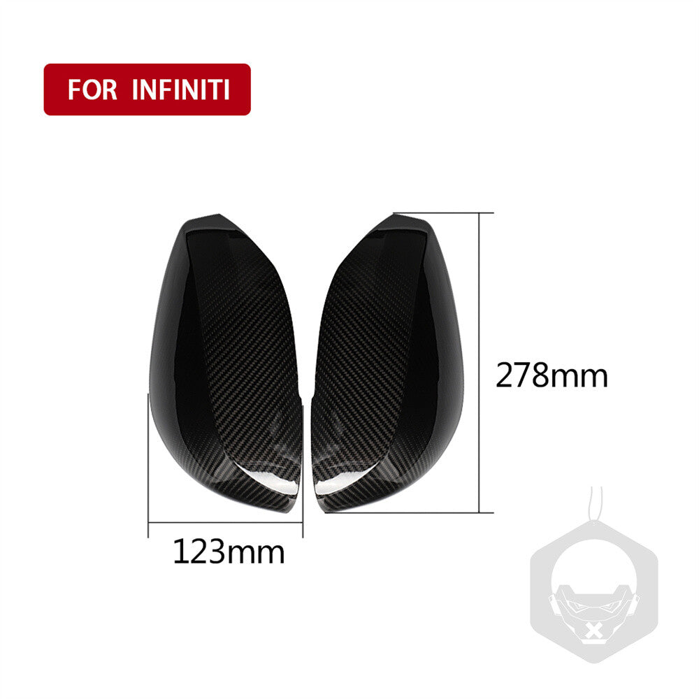 Real Carbon Fiber Side Rearview Mirror Caps Cover for Infiniti Q50 Q70 Q60 2014+