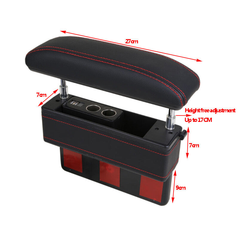 Universal Adjustable Leather Car for Seat Spacer Storage Box with USB Charger n