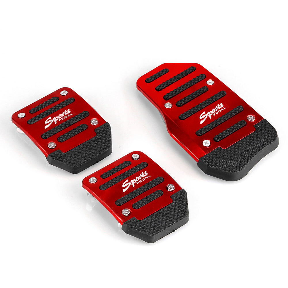 Red 3X Vehicle Accelerator Brake Foot Pedal Cover Pad Car Auto Transmissio Q