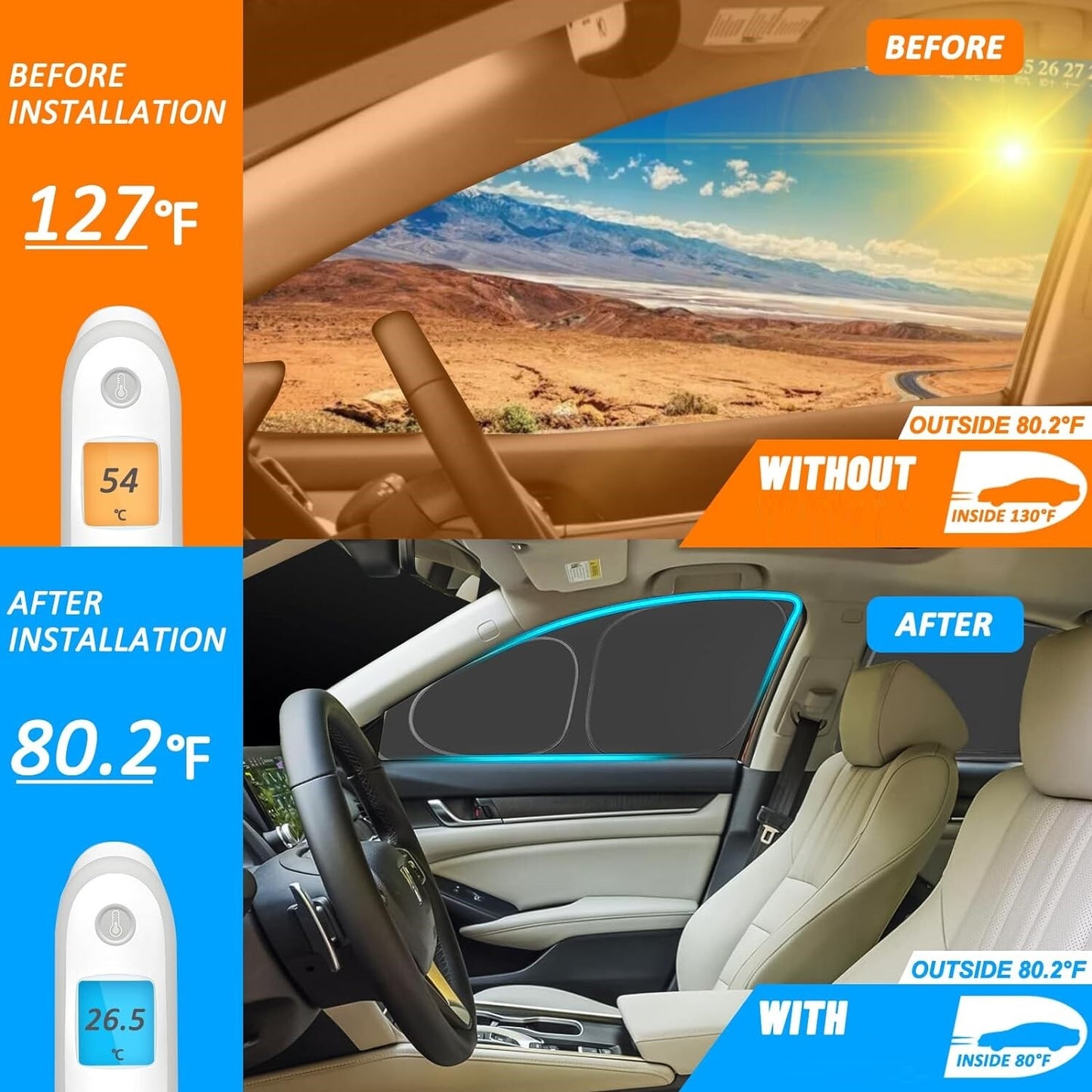 6x Side Window Sunshade Heat Block Privacy Cover for 2020-2024 for Model Y n
