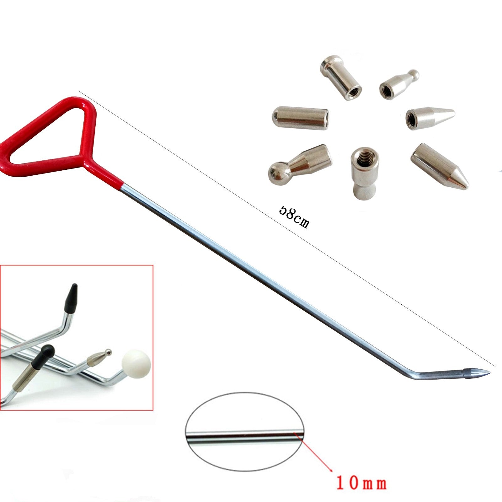 Paintless dent removal rods,hook tools,push heads,Dent removal tool kit v