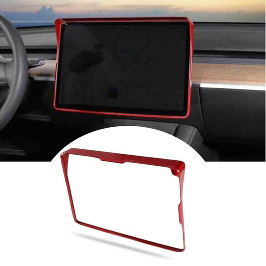 for Tesla Model 3 Y 2017-23 Glossy Red Center GPS Navigation Screen Frame Trim