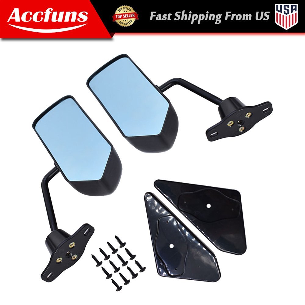 2-Piece Universal F1 Style Racing Rearview Mirror Side Wing Glass Black n