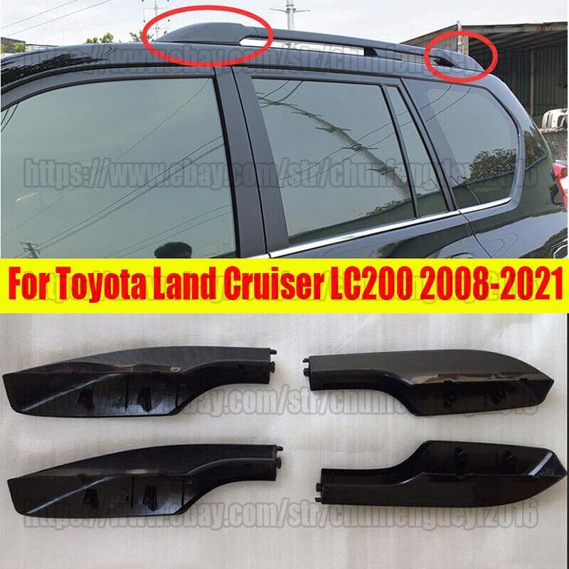 Black Roof Rack Rail End Cover Shell 4pcs for Toyota for Land Cruiser LC200 2008-21