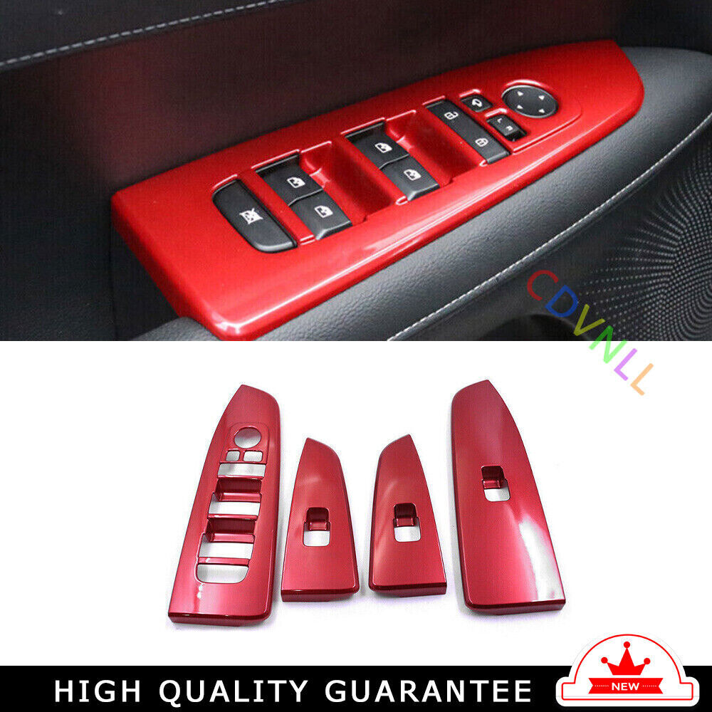 Glass Window Lifting Lock Panel Trim 4PCS for Kia K3 Forte 2019-2022 Bright Red