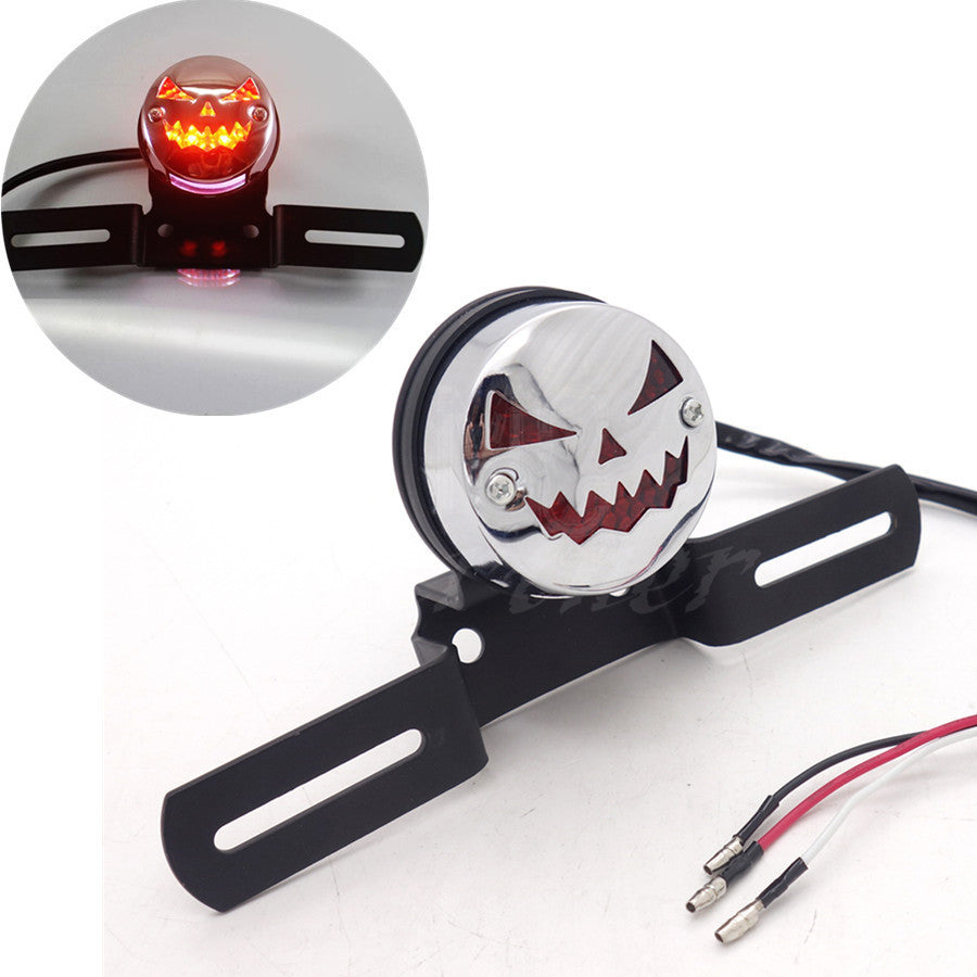 LED Pumpkin Cover Rear Tail Brake Light For Chopper Cafe Racer Old School Bobber Q